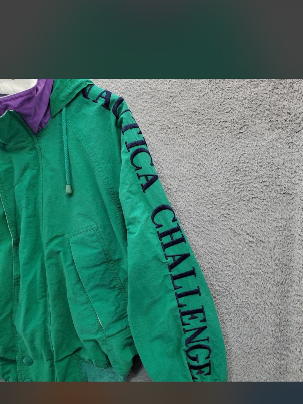 Vintage Nautica Challenge Jacket J-Class Green Sailing Windbreaker 90s - Picture 5 of 7